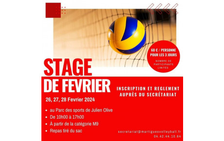 Le stage de février arrive, pensez à vous inscrire 